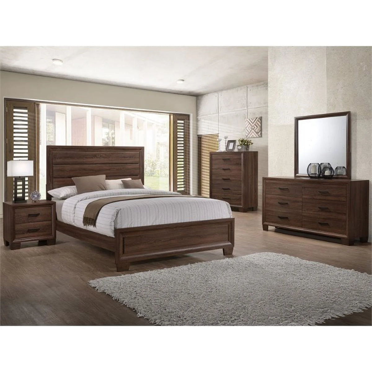 Medium Warm Brown Bedroom Set E969