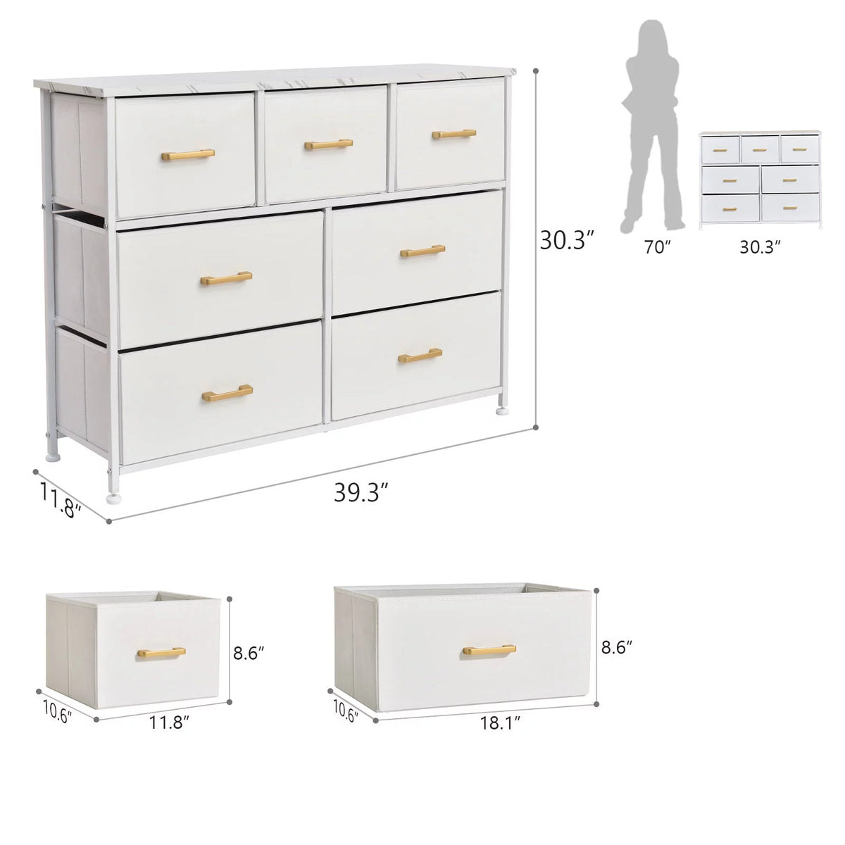 White 7 Drawer Dresser Chest Storage Organizer Z41852