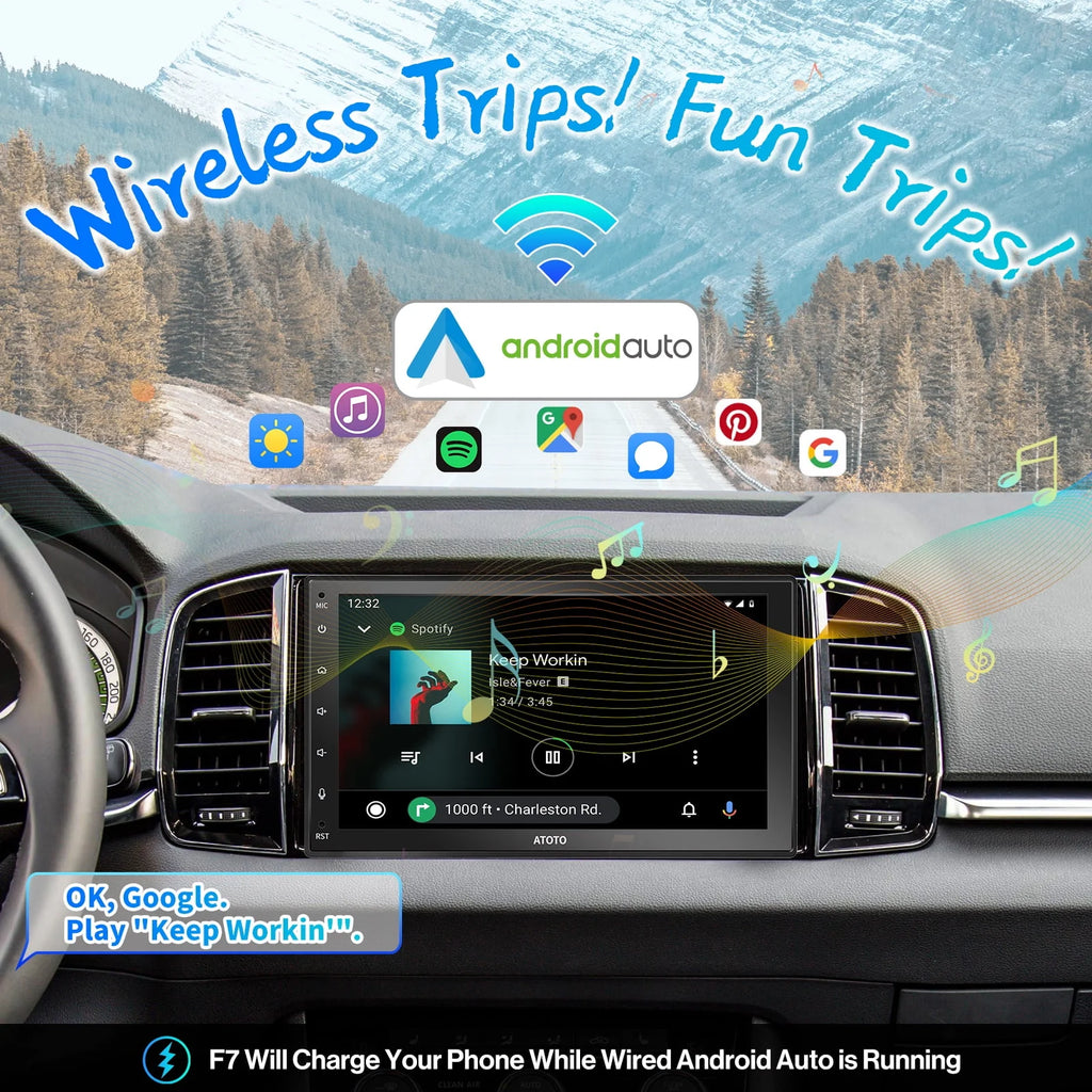 Double Din Car Stereo 7inch TouchScreen Wireless Apple Carplay Android Auto Bluetooth G5769