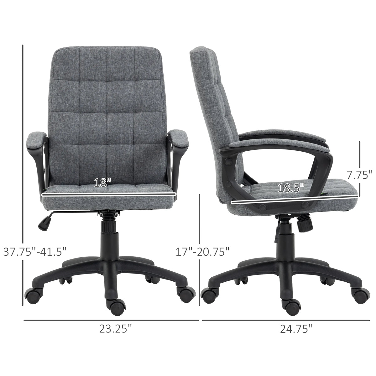 Gray Fluffy Home Office Chair with Adjustable Height Y947
