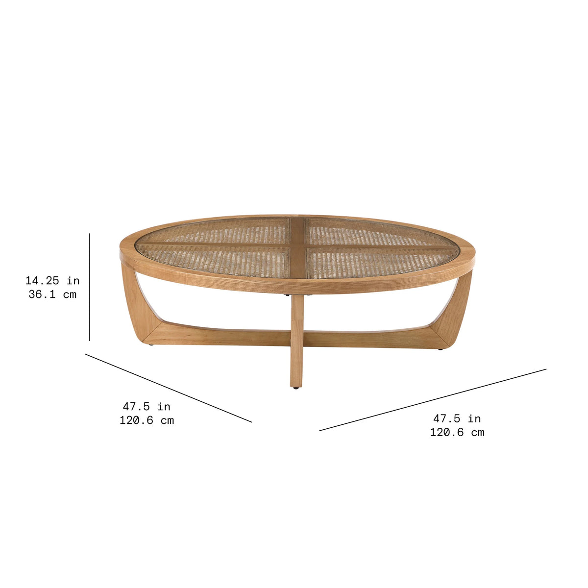 Rattan & Glass Coffee Table with Solid Wood Frame X5204