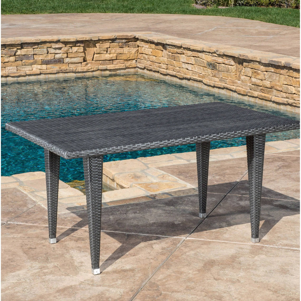 Rectangle Wicker Table Multi Brown D65154