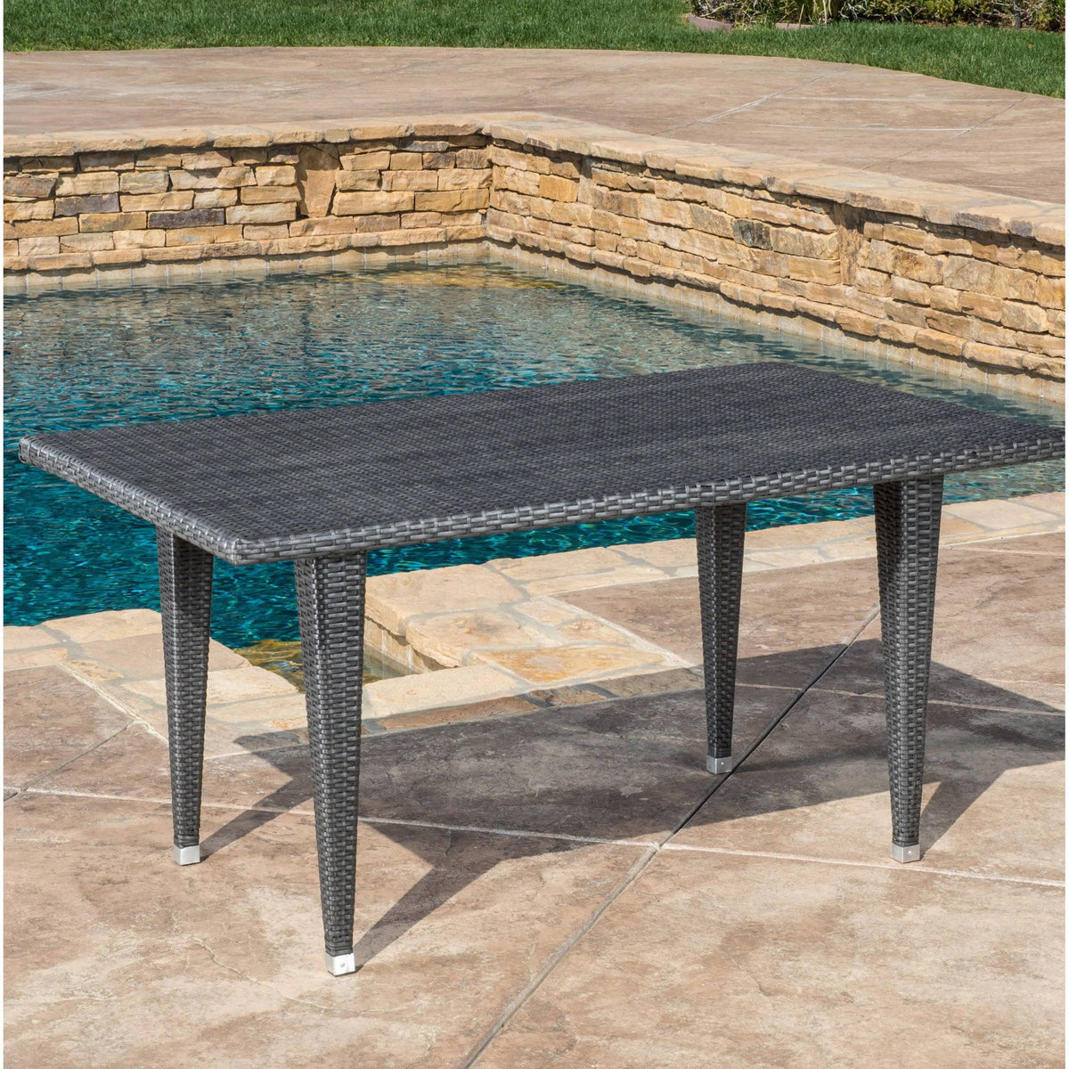 Rectangle Wicker Table Multi Brown D65154