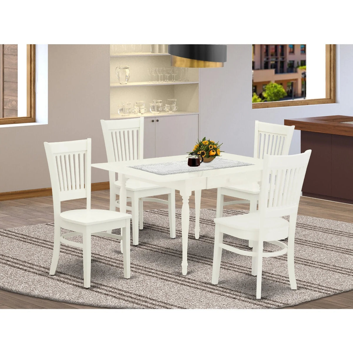 5-Piece Wood Dining Table Set with 4 Chairs D809302