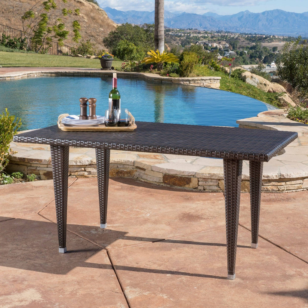 Rectangle Wicker Table Multi Brown D65154
