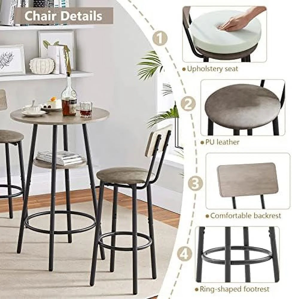 3 Piece Metal and Wood Table and Stools Set V17990