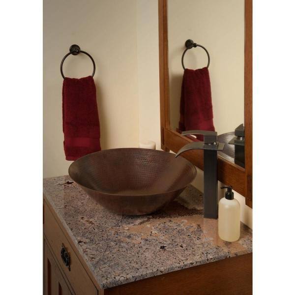 Copper Vessel Sink with Oil Rubbed Bronze Drain Z83672