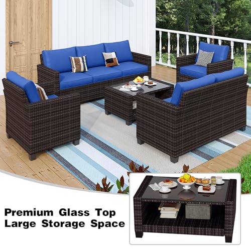 5-Piece PE Rattan Sectional Sofa Set with Storage Table H127867