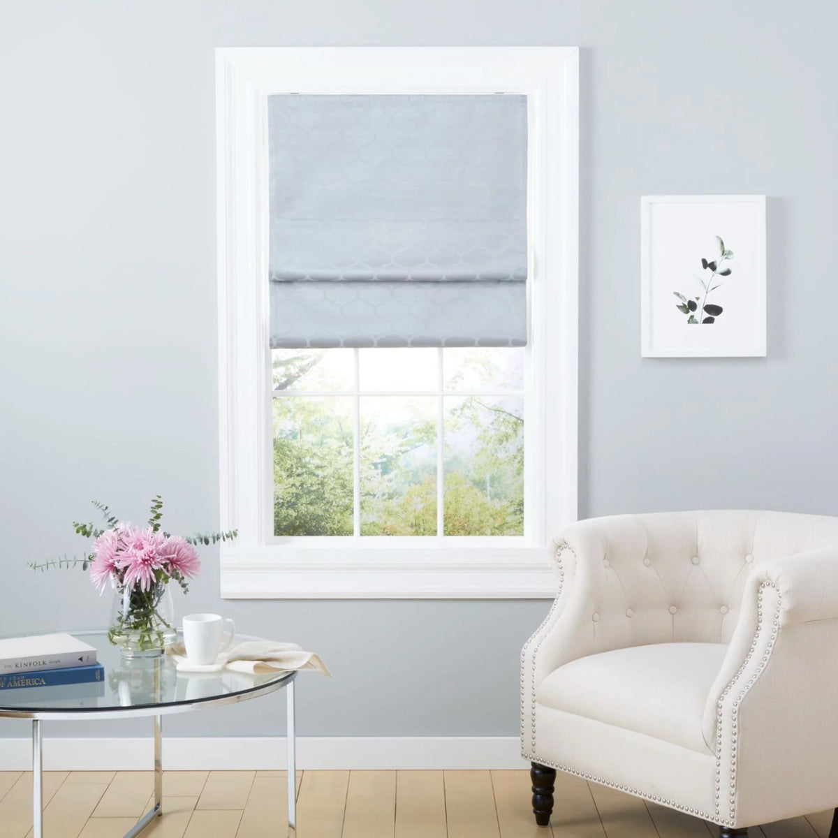 Silver 34"x64" Blackout Roman Shade R27690