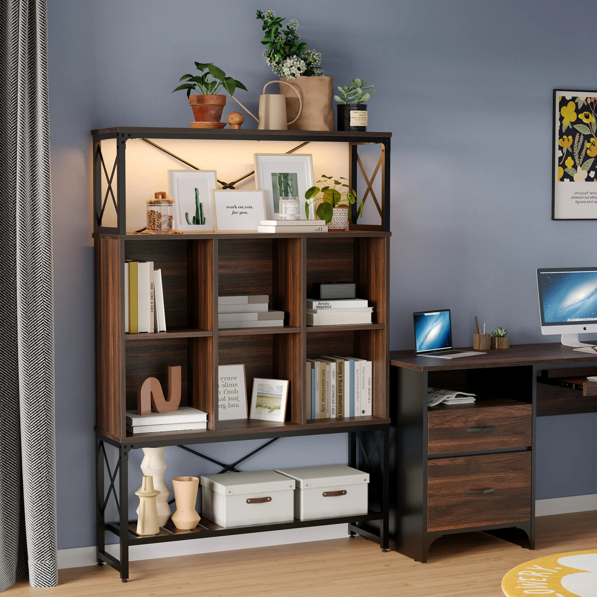 5-Shelf Bookcase with LED Light O656090