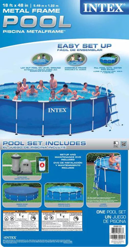 18ft x 48in Round Metal Frame Above Ground Swimming Pool Set H13241