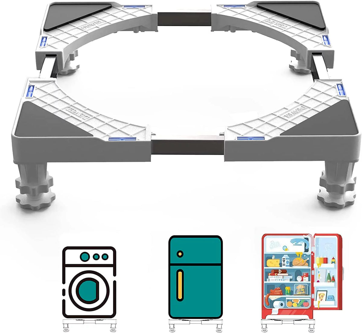 Adjustable Mini Fridge Stand with 4 Heavy Duty Feet White K839