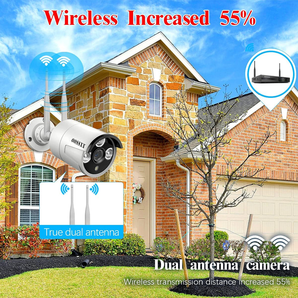 2K Wireless Security Camera System with 2TB Hard Drive, 4Pcs Outdoor Cameras L6439