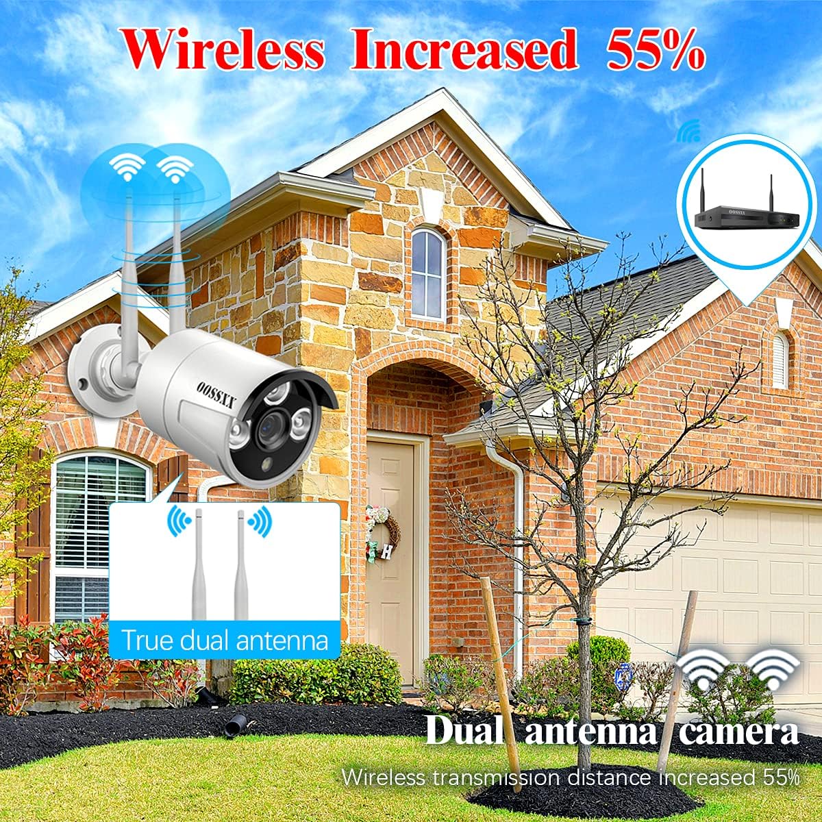 2K Wireless Security Camera System with 2TB Hard Drive, 4Pcs Outdoor Cameras L6439
