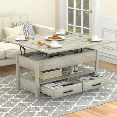 Lift Top Coffee Table with Drawers and Hidden Compartments V138438