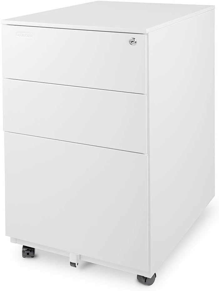 White 3 Drawer Metal File Cabinet with Lock R61417