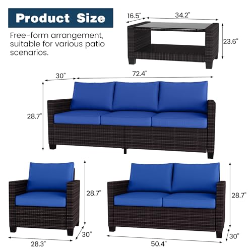 5-Piece PE Rattan Sectional Sofa Set with Storage Table H127867