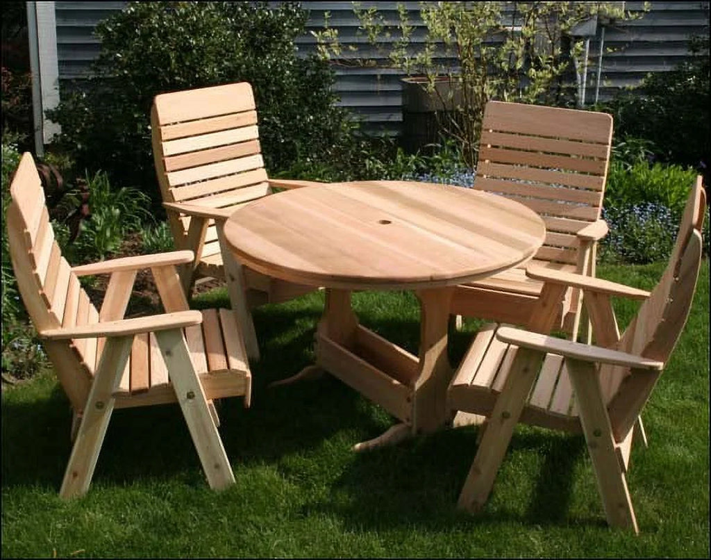 Red Cedar Round Trestle Picnic Table with Benches M5236