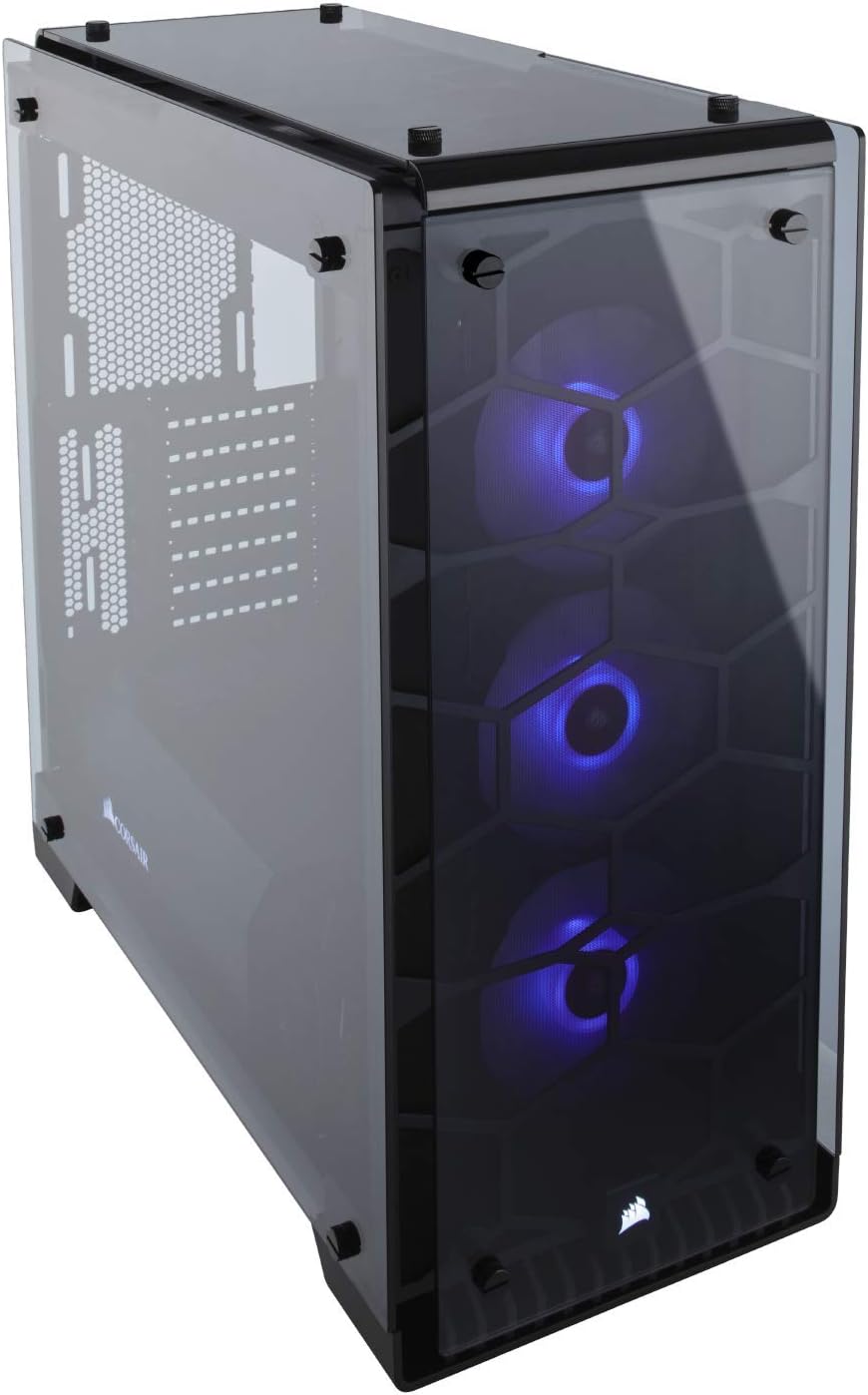 Black Mid-Tower Case with 3 RGB Fans and Tempered Glass D424673