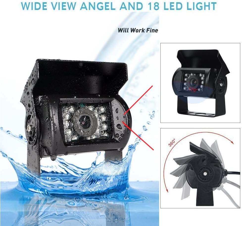 Vehicle Backup Camera 4 Split Monitor 18 IR Night Vision Waterproof L351