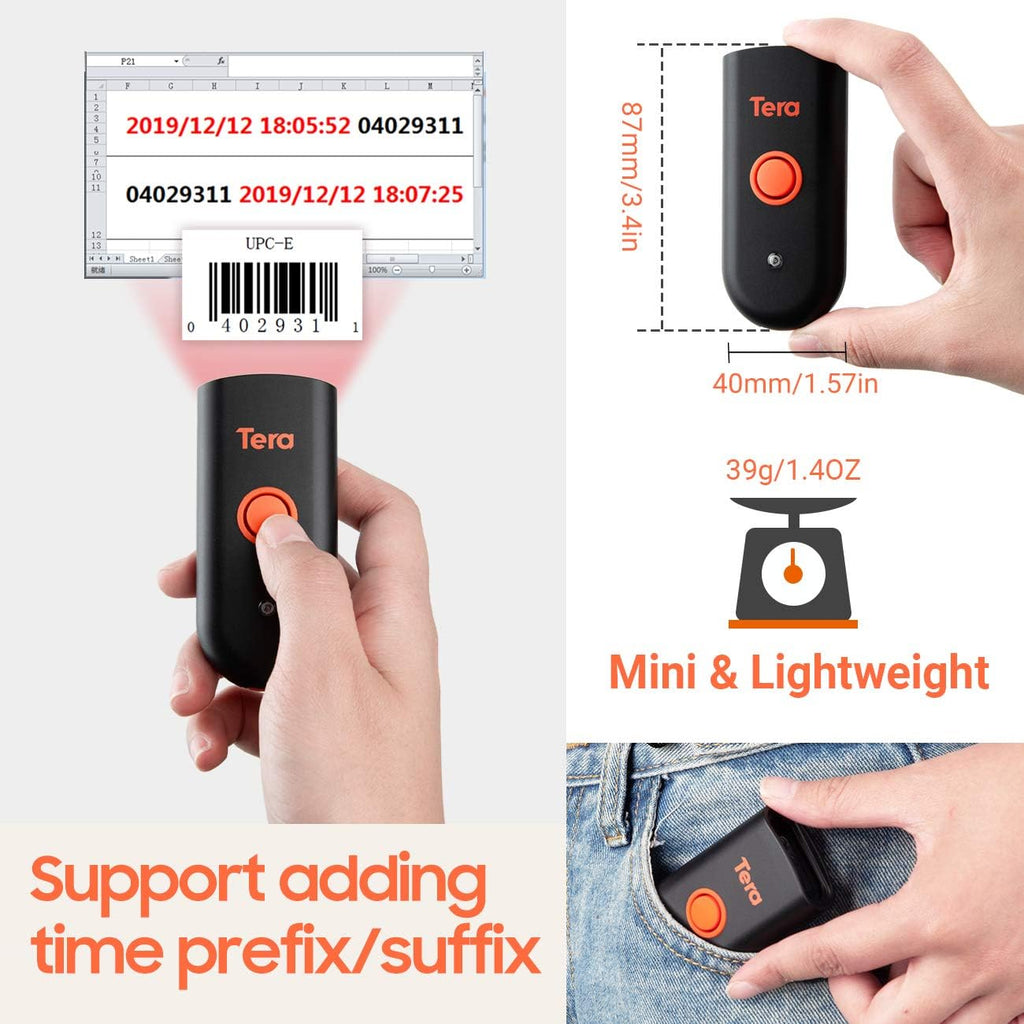Waterproof Shockproof Mini Pocket 2D Barcode Scanner Pack of 2 F3302