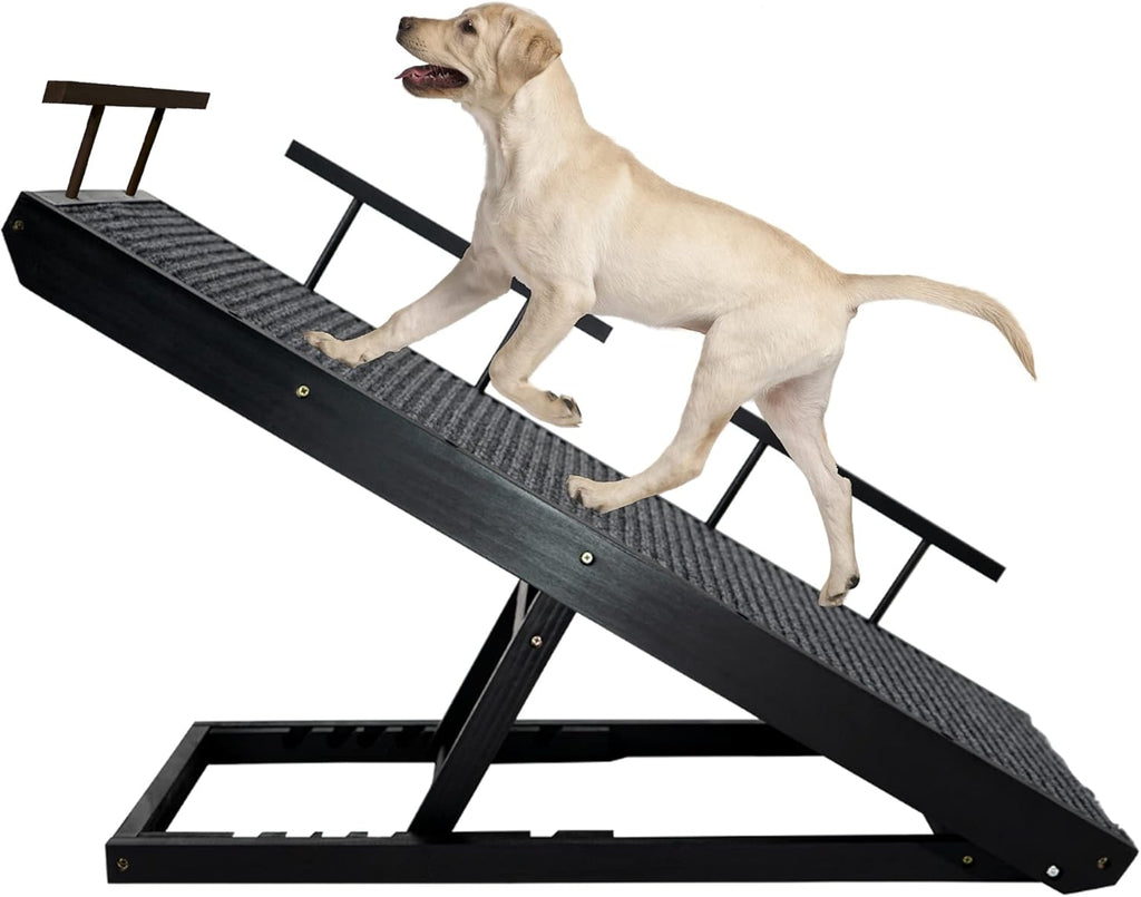 Adjustable Pet Ramp with Non Slip Traction Mat and Safety Side Rails Q989