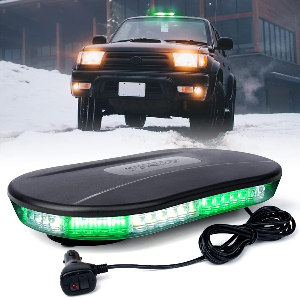 White Green LED Strobe Beacon Lights Bar Magnetic Base Pack of 2 H706604