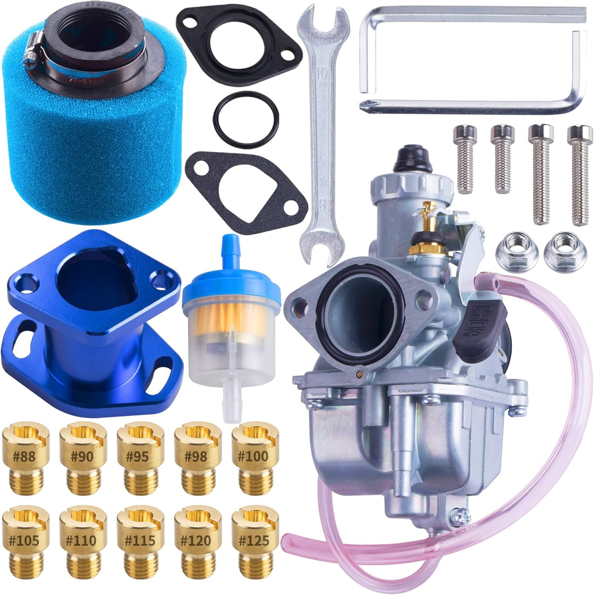 Blue Carburetor Intake Pipe Air Filter Pack of 2 H203774