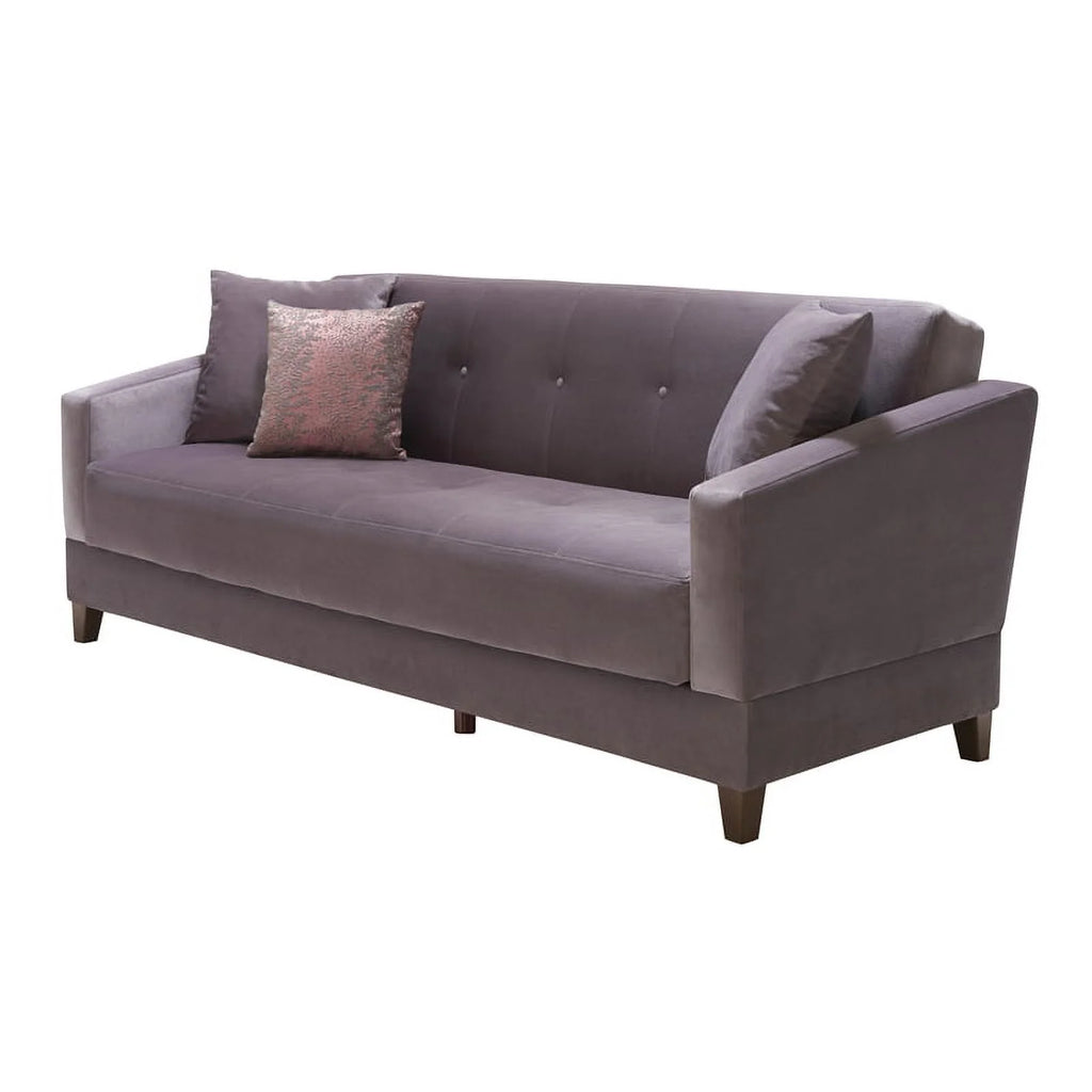 Gray 3-Seater Fabric and Wood Sofa Bed U849