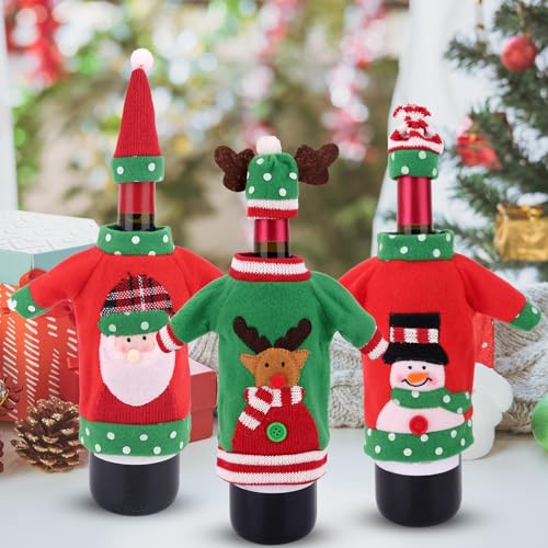 Knit Christmas Wine Bottle Covers V31057