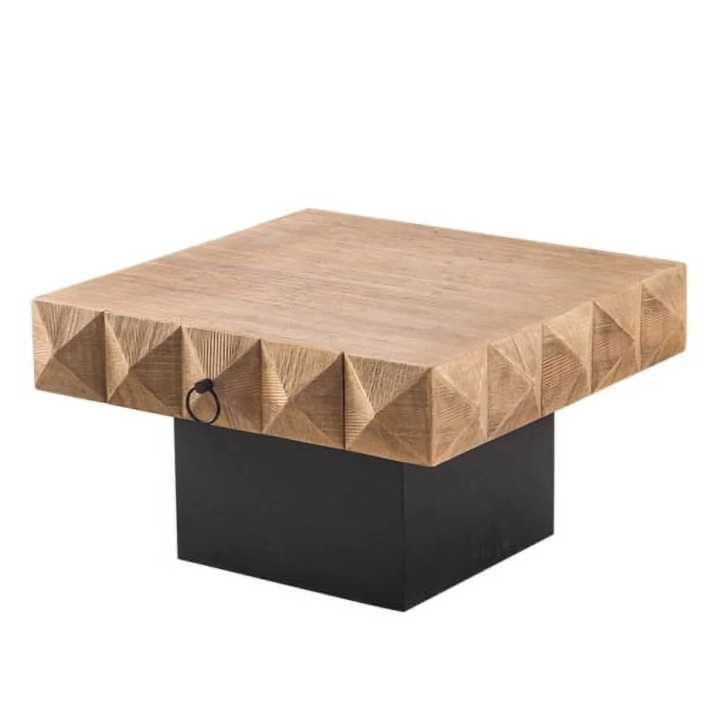 32.28" Square Retro Coffee Table with 2 Drawers F170