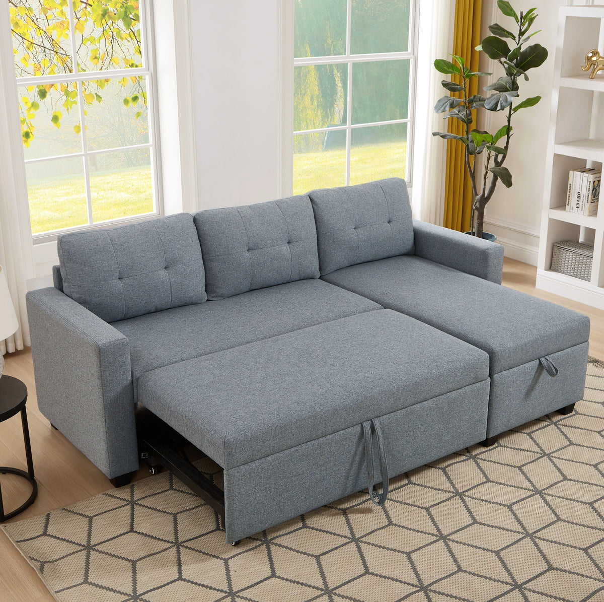 Linen Brown Convertible Sectional Sofa T738283