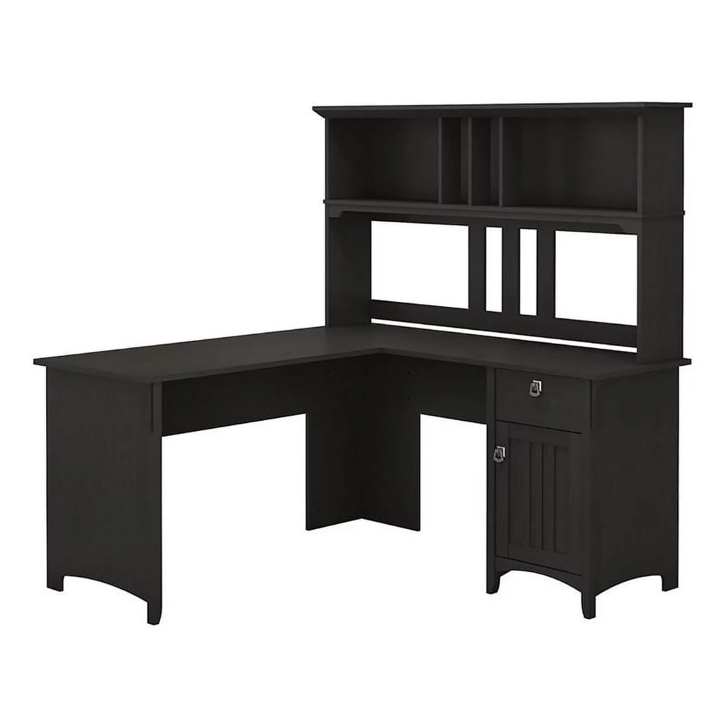 60" Wood L Shaped Desk with Hutch T8244