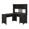 60" Wood L Shaped Desk with Hutch T8244