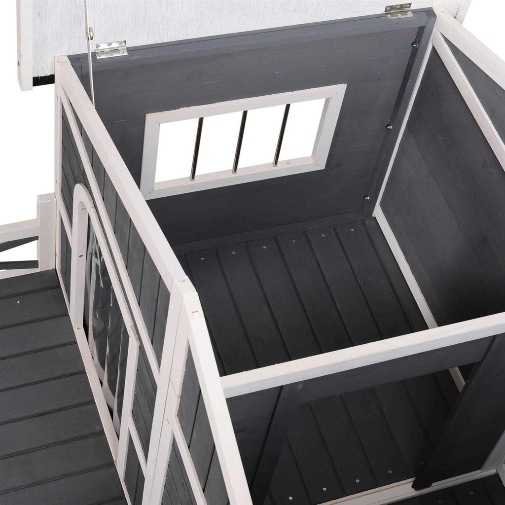 Wood Large Dog House with Porch Deck Y69691