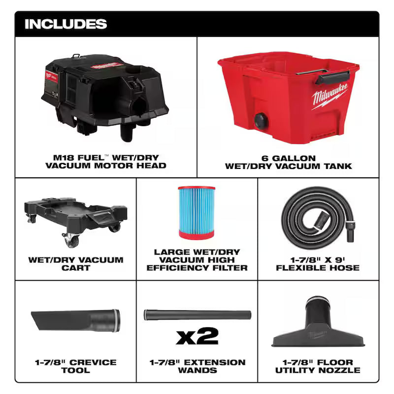 6 Gal. Cordless Wet/Dry Shop Vac with Filter, Hose and Brush, Crevice and Nozzle Kit K52522