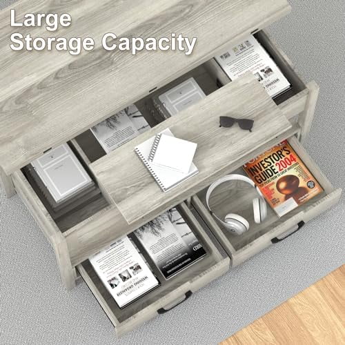 Lift Top Coffee Table with Drawers and Hidden Compartments V138438