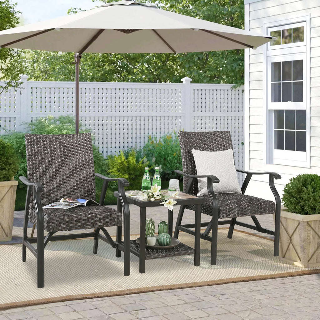 Brown 2-Tier Wicker Side Table H720480