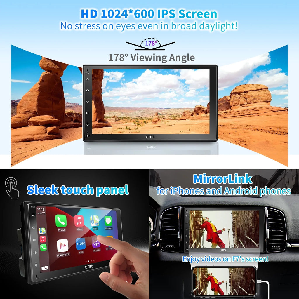 Double Din Car Stereo 7inch TouchScreen Wireless Apple Carplay Android Auto Bluetooth G5769