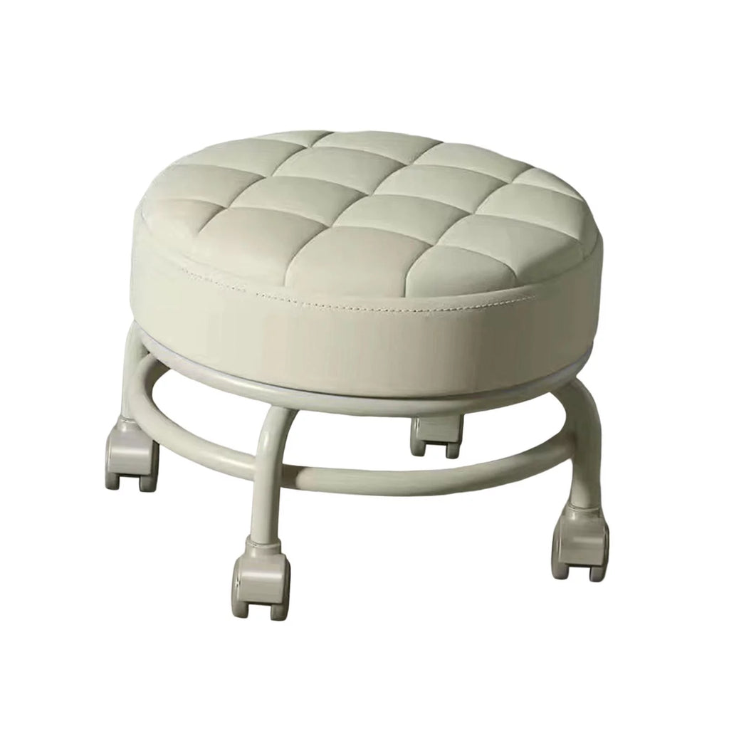 Beige Round Rolling Swivel Stool B60488