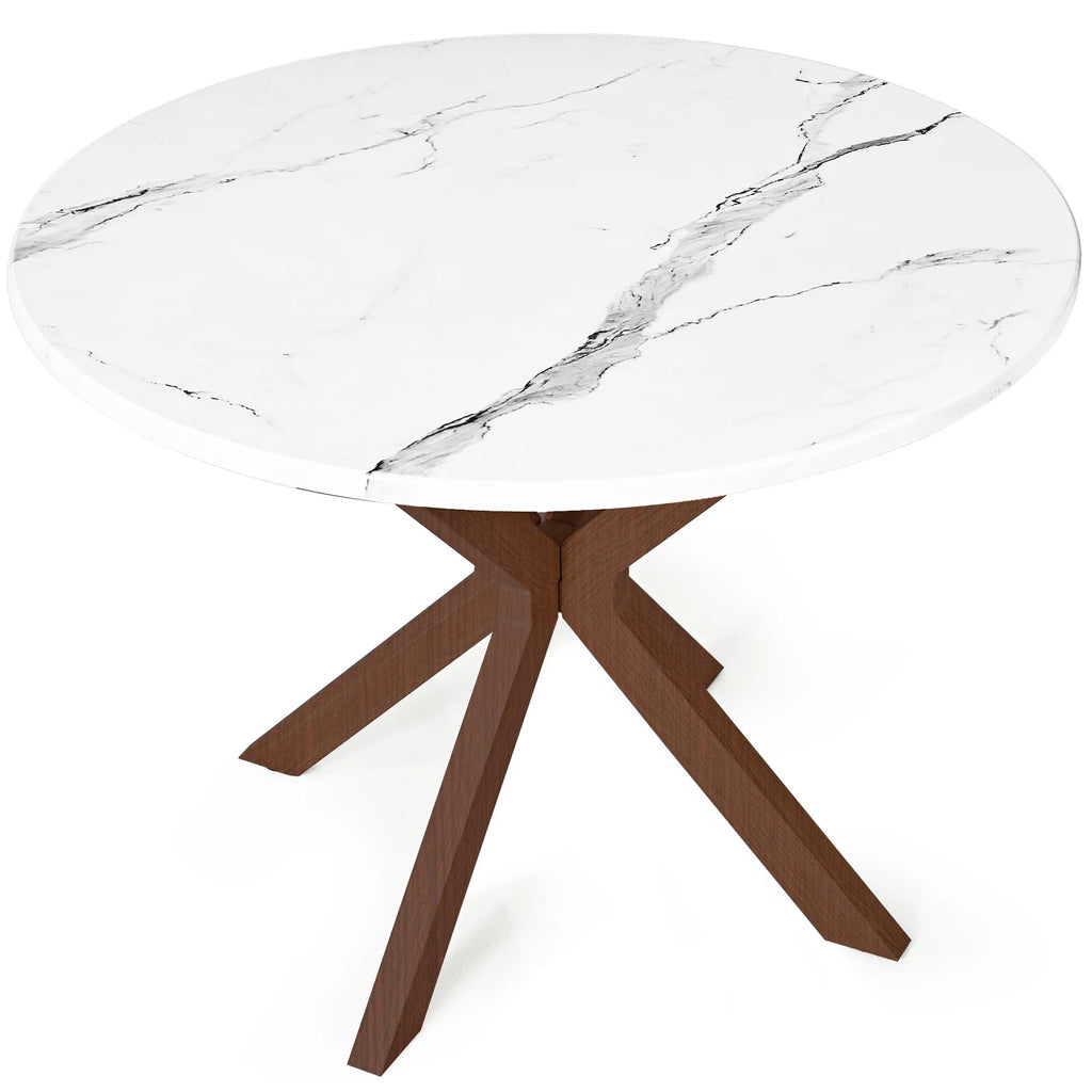 39.4" Round Wood Dining Table with Steel Legs B578