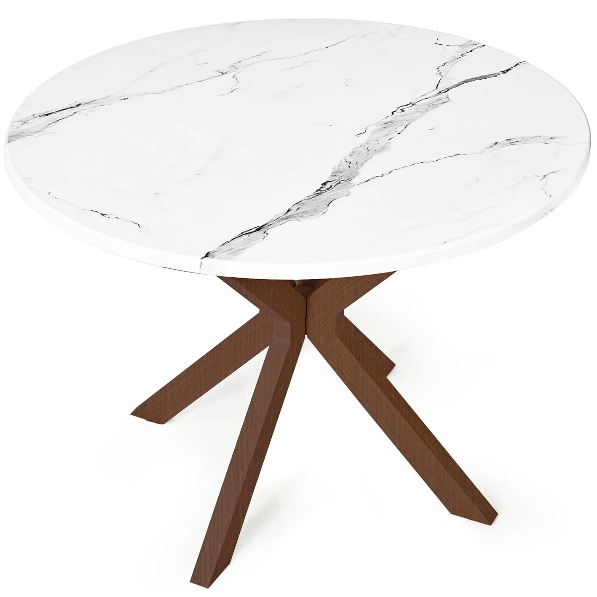 39.4" Round Wood Dining Table with Steel Legs B578