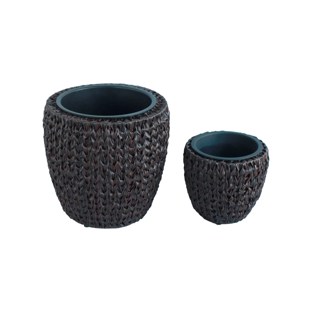 Set Of 2 Round All-Weather Wicker Planter With Plastic Liner M907290