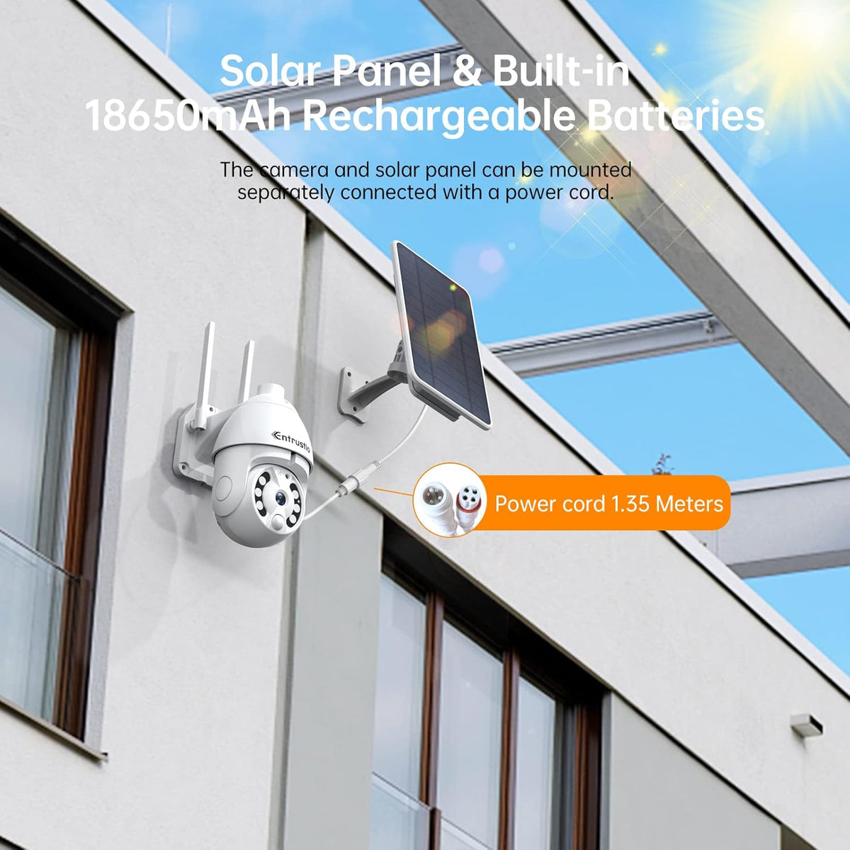 Wireless 360° PTZ Solar Security Camera 1080P B3907