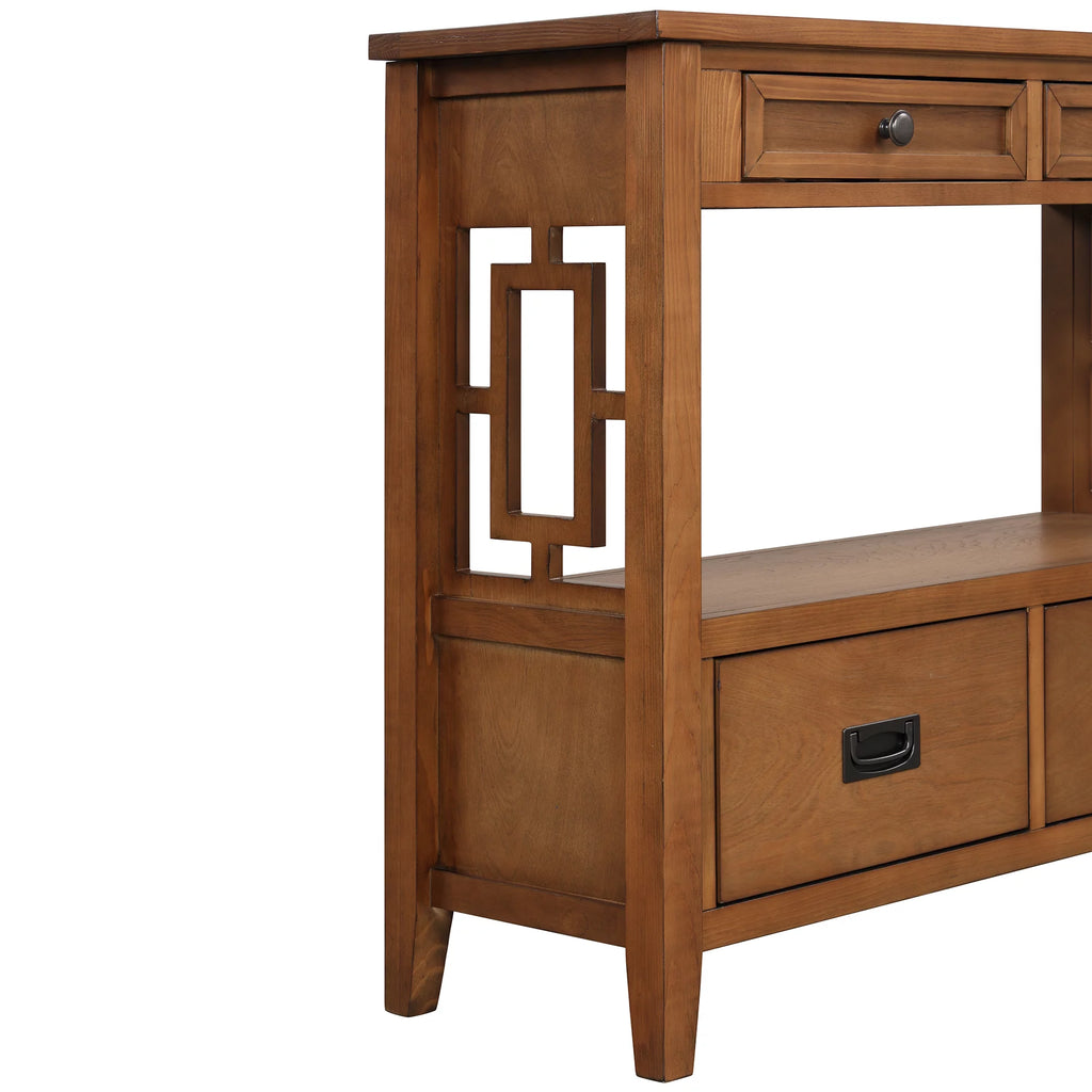 36'' Pine Wood Console Table with 4 Drawers & 1 Storage Shelf K887414