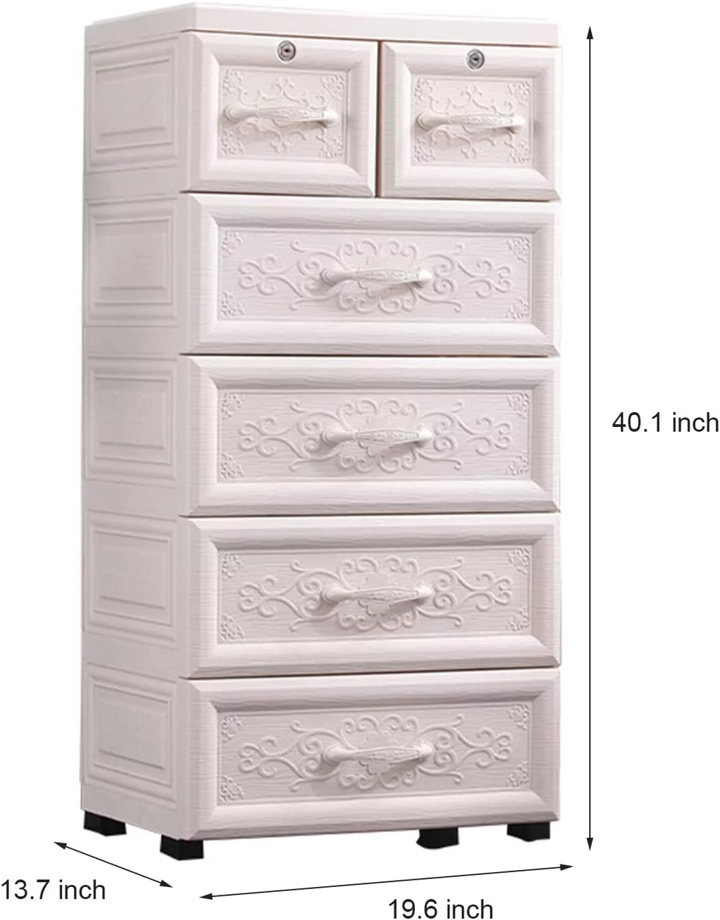 White 6 Drawers Plastic Storage Cabinet R259110