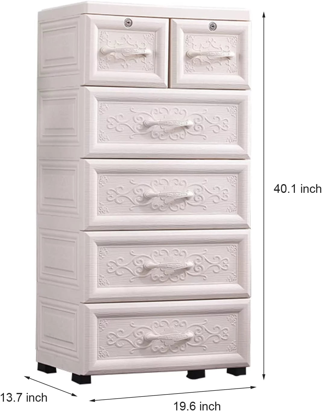 White 6 Drawers Plastic Storage Cabinet R259110