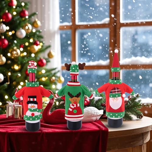 Knit Christmas Wine Bottle Covers V31057