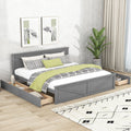 King Size Wooden Platform Bed with Storage Drawers A71975