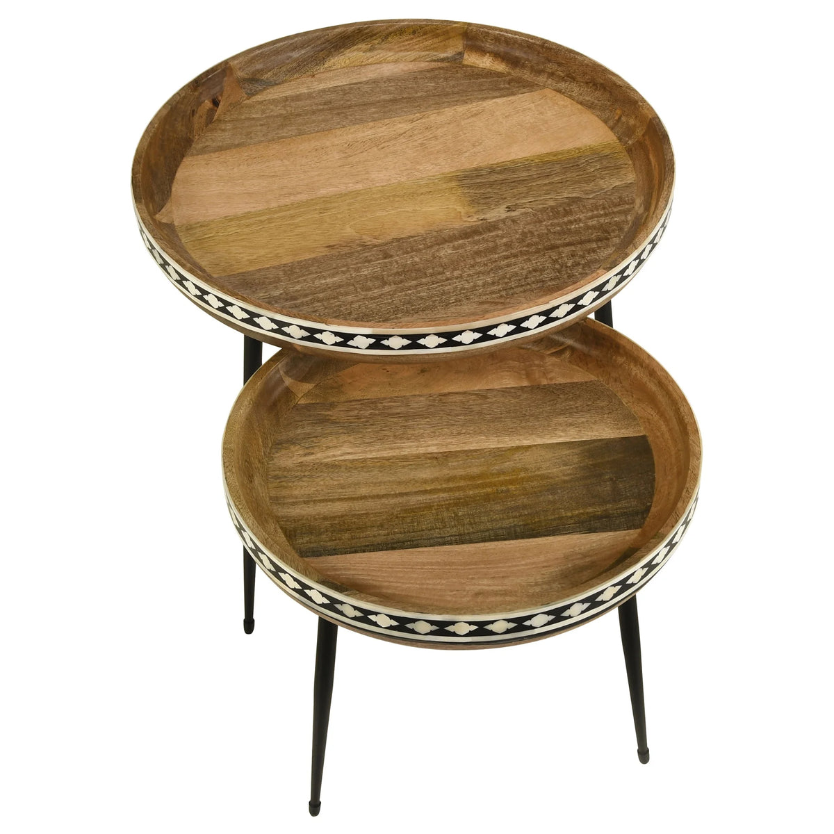 Wood Farmhouse Round Nesting Table L8769